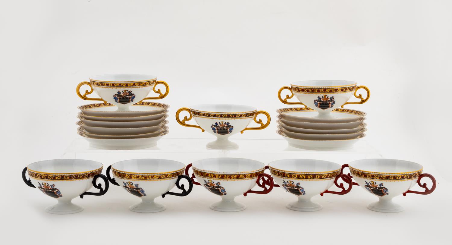 19PC FRENCH ARMORIAL PORCELAIN