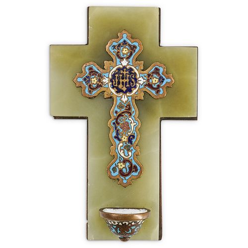 19T CENT. GREEN ONYX HOLY WATER