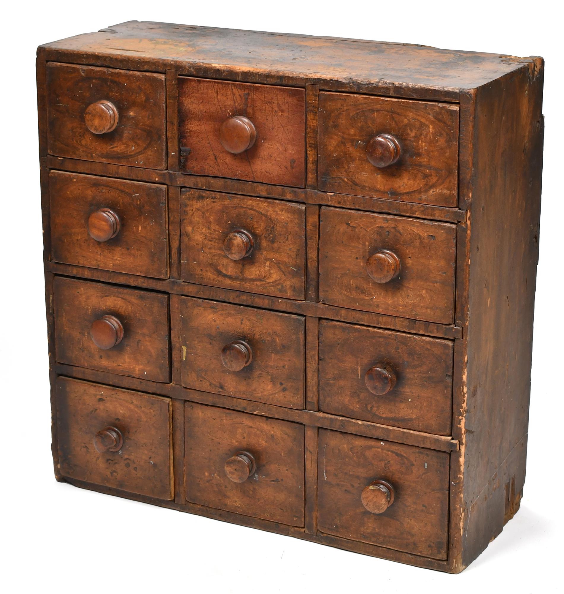 19TH C. 12 DRAWER PAINTED