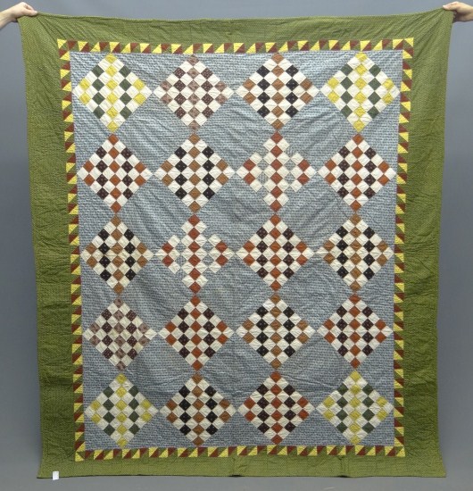 19th c. 36 patch quilt. 80''