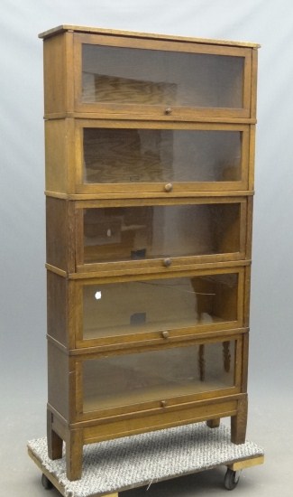 19th c. (5) section stacking oak