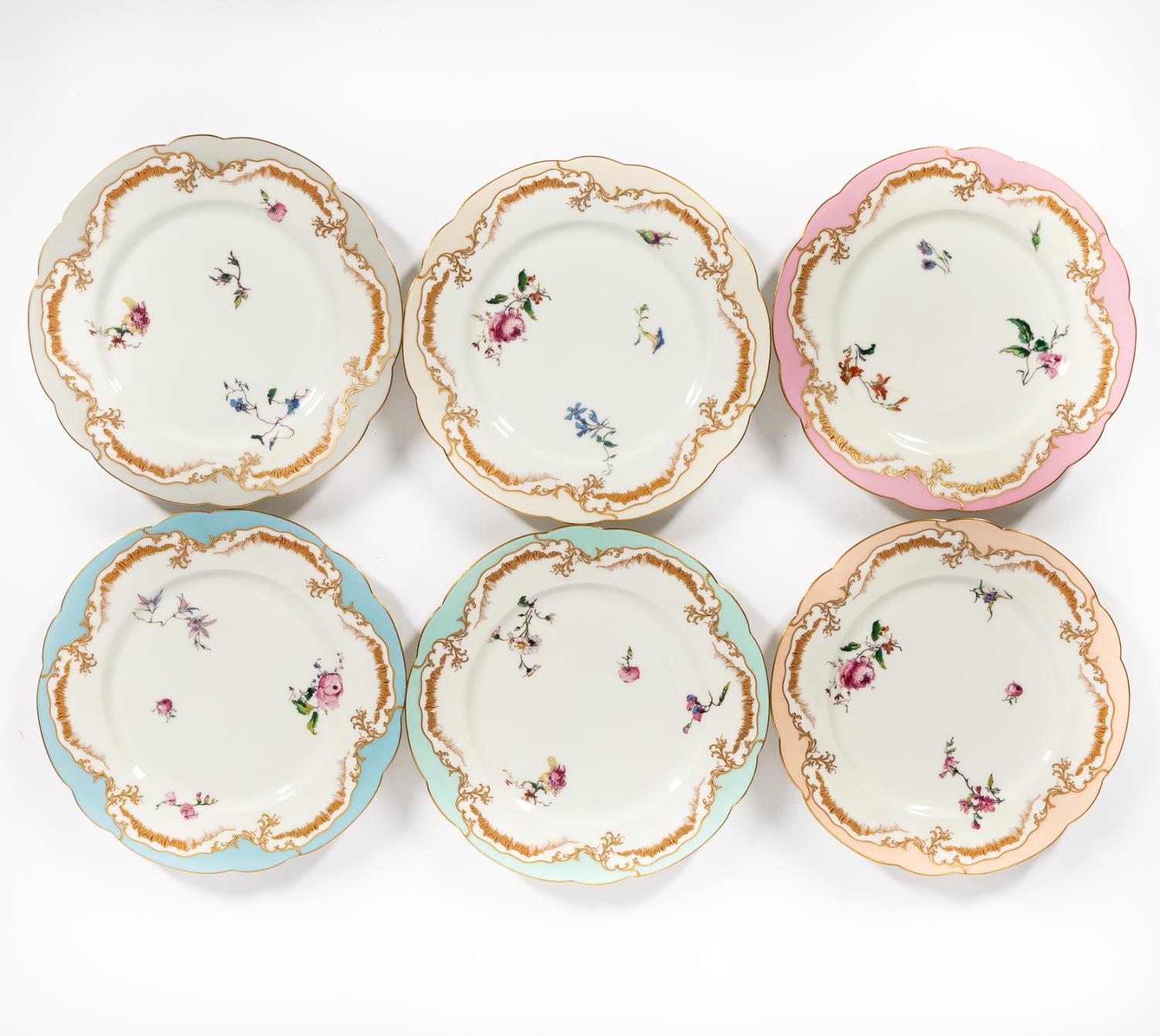 19TH C. 6PC HAVILAND HARLEQUIN