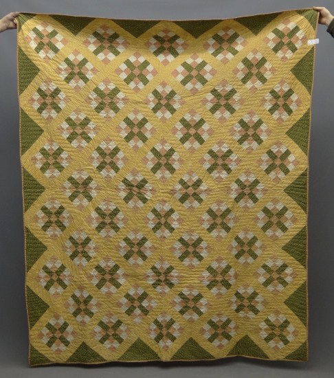 19th c. 9 patch variation quilt.