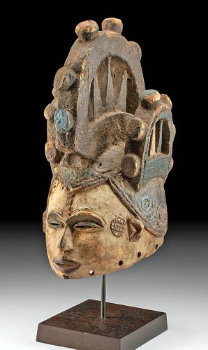 19TH C. AFRICAN IGBO WOOD HELMET