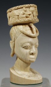 19TH C. AFRICAN IVORY PORTRAIT