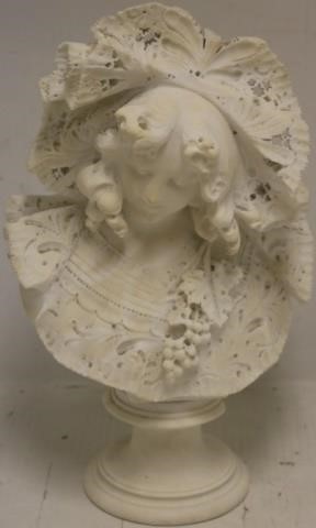 19TH C ALABASTER BUST OF A WOMAN