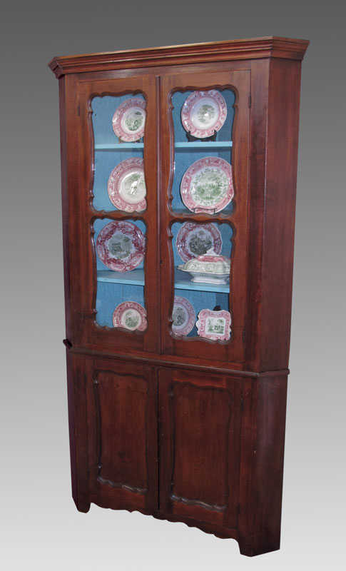 19TH C AMERICAN CORNER CABINET: Two
