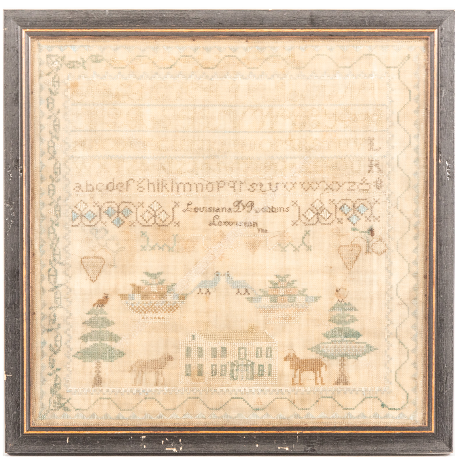 19TH C. AMERICAN NEEDLEWORK SAMPLER