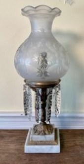 19th C. Astral lamp with a fro