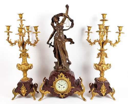 19TH C. AUG. MOREAU 3 PC. FIGURAL