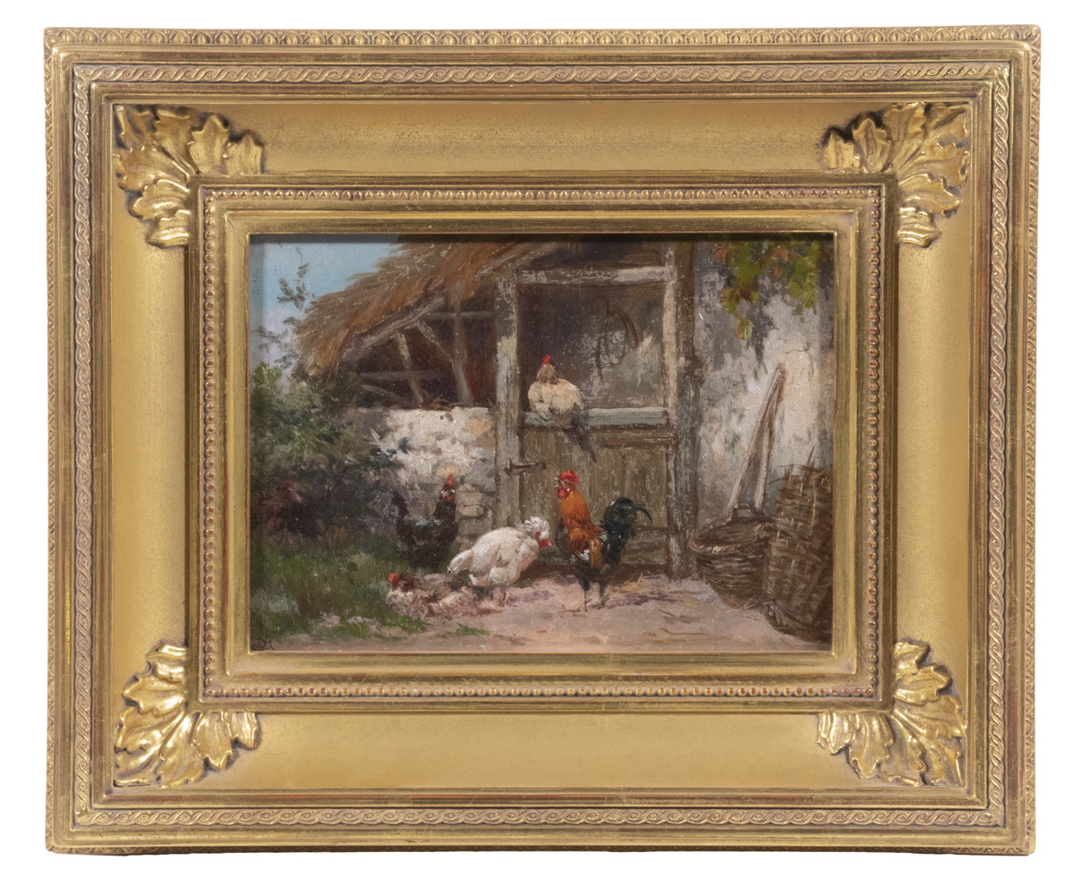 19TH C. BARNYARD PAINTING