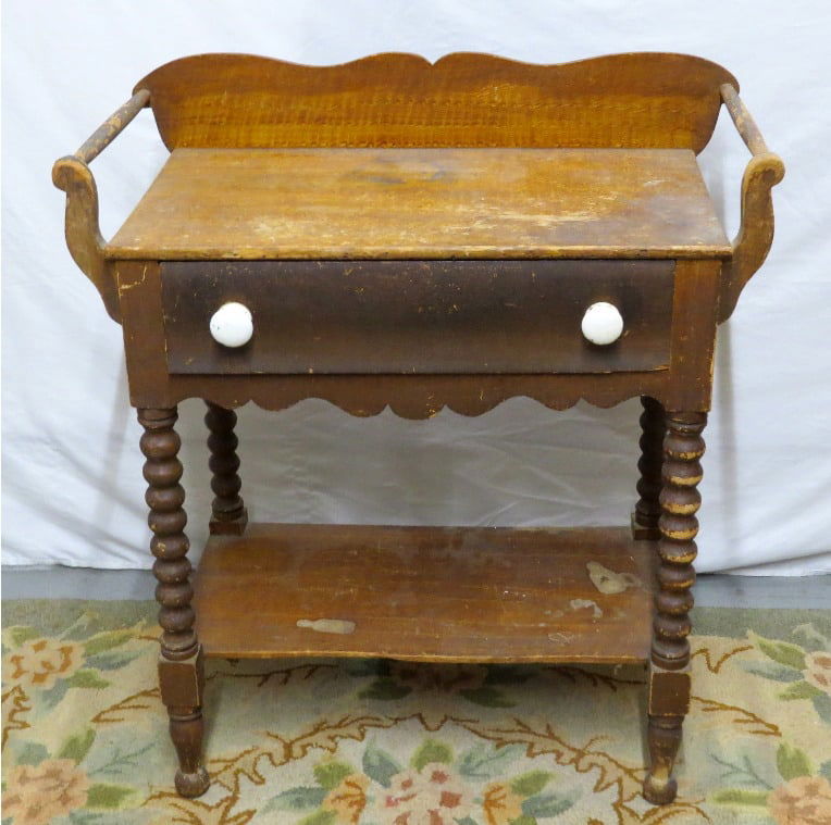 19TH C. BIRDSEYE MAPLE DECORATED