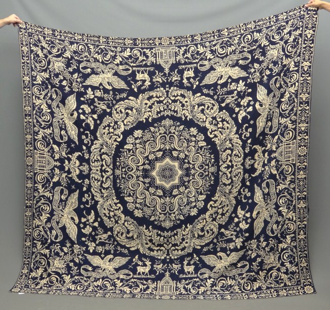 19th c. blue and white coverlet