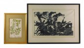 19TH C. BOTANICAL PRINT AND WO