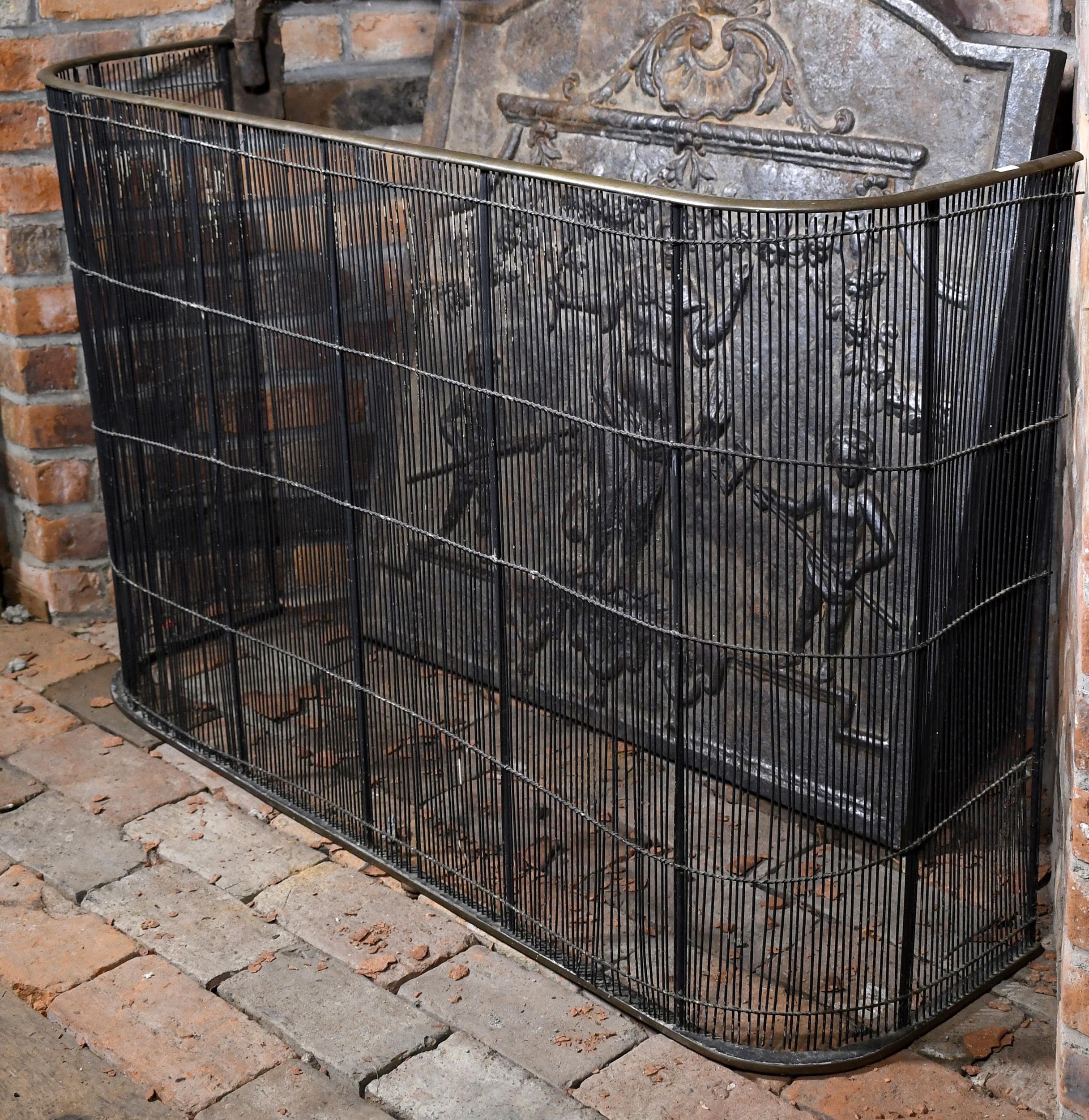 19TH C. BRASS AND WIRE FIREPLACE