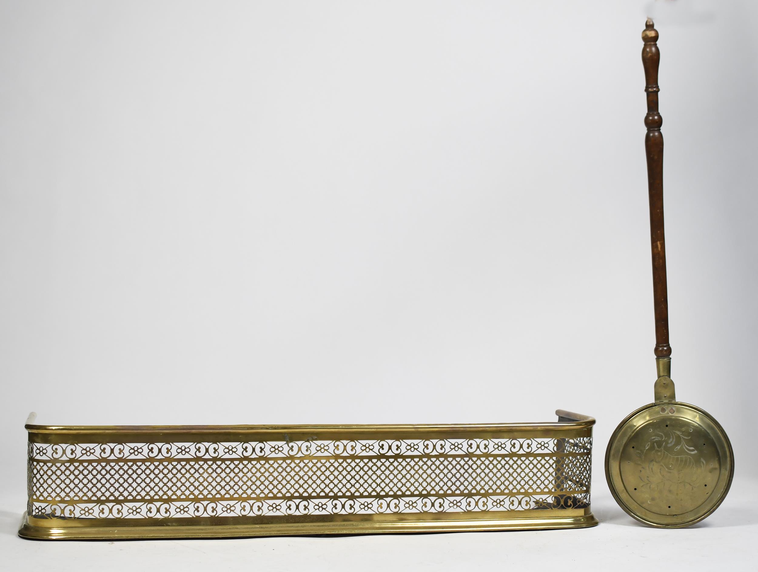 19TH C. BRASS FIREPLACE FENDER