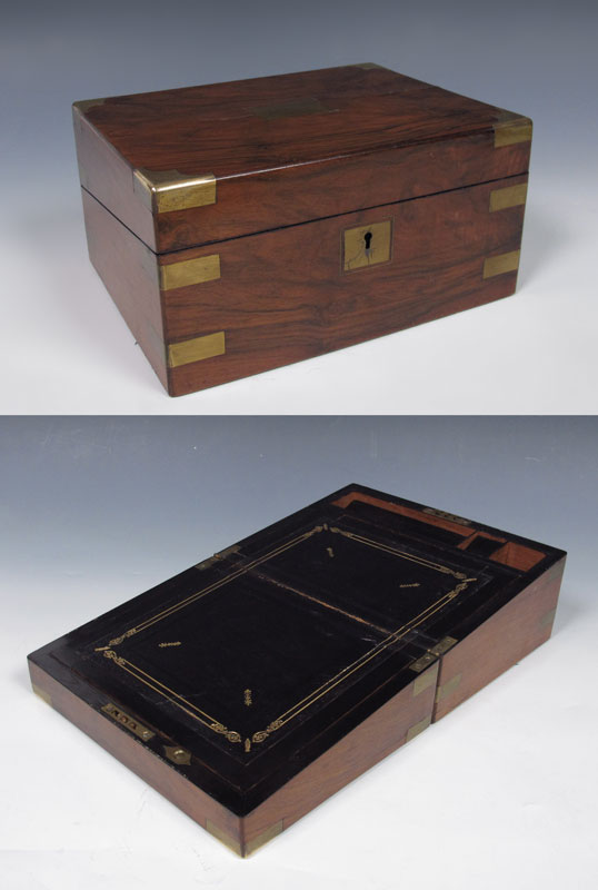 19TH C. BRASS INLAY ROSEWOOD LAP