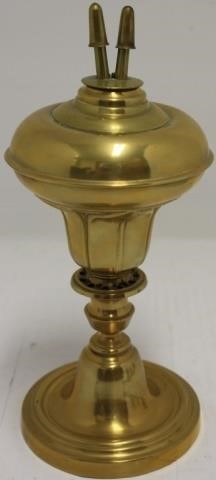 19TH C BRASS WHALE OIL LAMP WITH