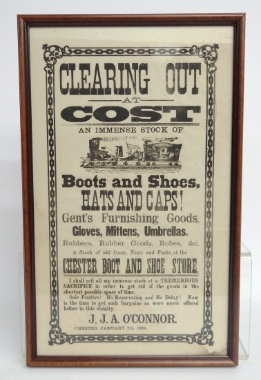 19th c. broadside ''Clearing Out At