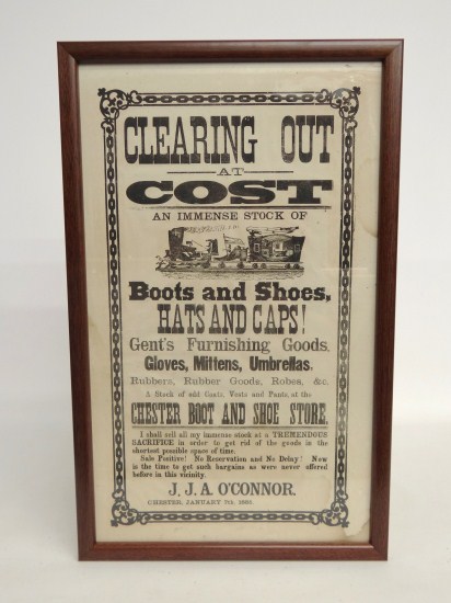 19th c. broadside ''Clearing Out At