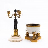 19TH C. BRONZE AND MARBLE CAND