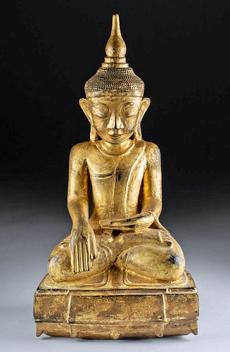 19TH C. BURMESE GILT WOOD SEATED