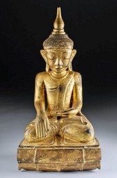 19TH C. BURMESE GILT WOOD SEAT