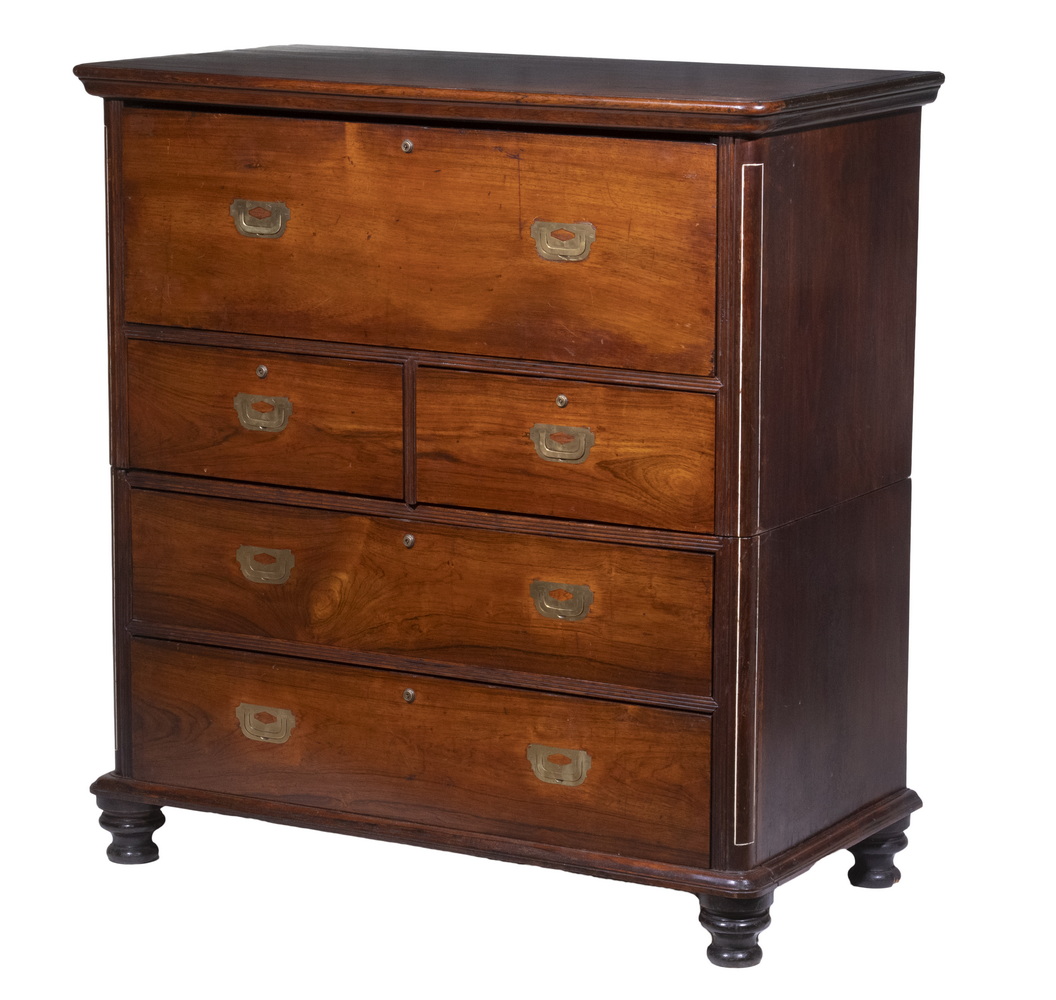 19TH C. CAMPHORWOOD CAMPAIGN DESK &