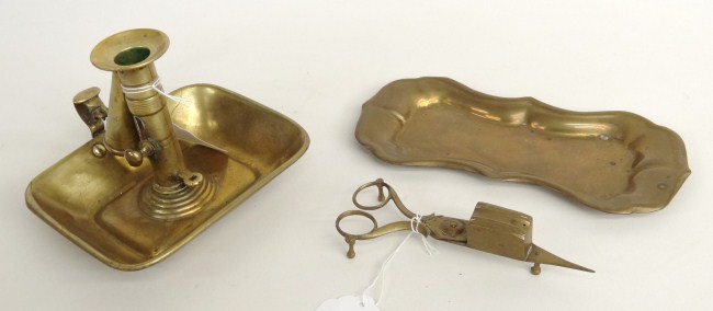 19th c. candle nippers with tray.