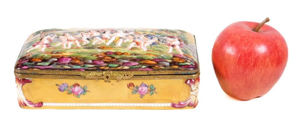 19TH C CAPODIMONTE BIBELOT BOX OR