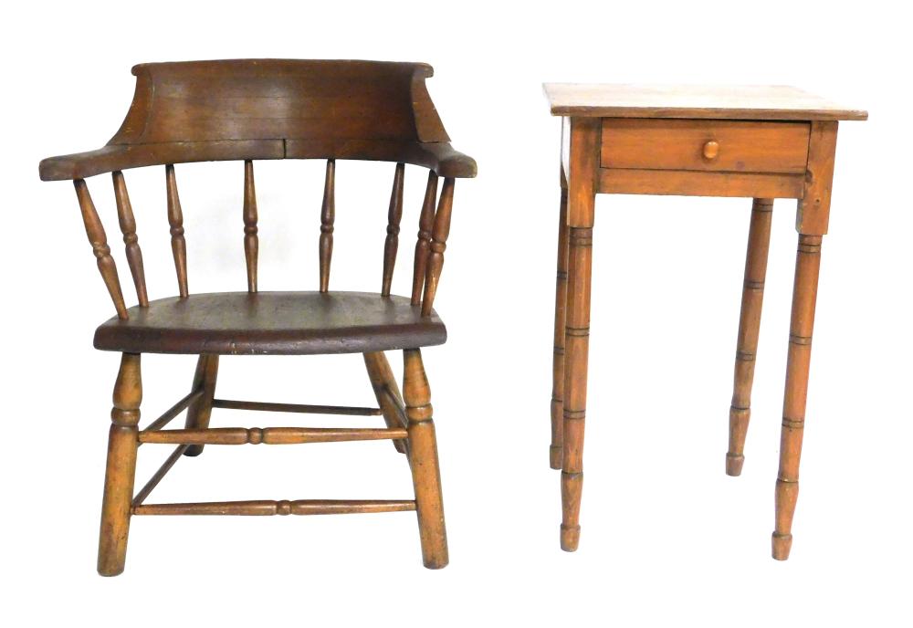 19TH C. CAPTAINS CHAIR AND