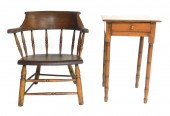 19TH C. CAPTAINS CHAIR AND PRI