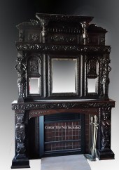 19TH C. CARVED FIREPLACE MANTL