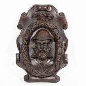 19TH C. CARVED OAK WALL CARTOU