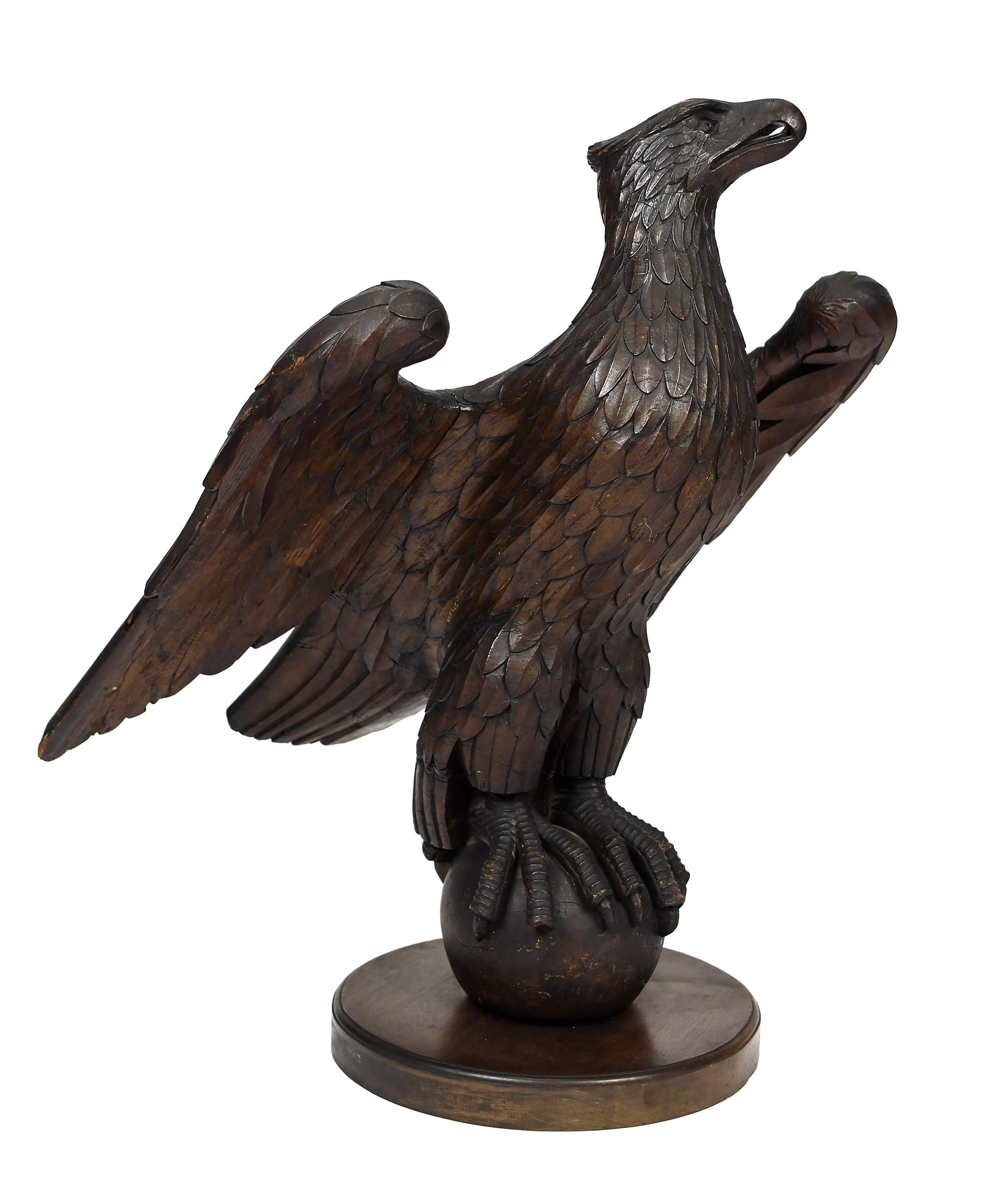 19TH C. CARVED WALNUT SPREAD-WINGED