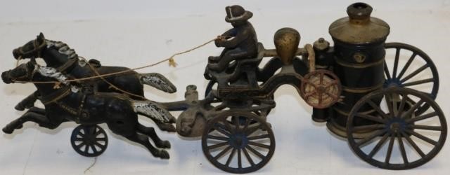 19TH C CAST IRON HORSE DRAWN FIRE
