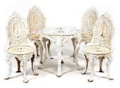 19TH C CAST IRON PATIO SET, 5