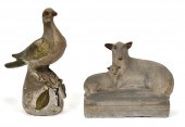 19TH C. CHALK WARE LAMB & DOVE