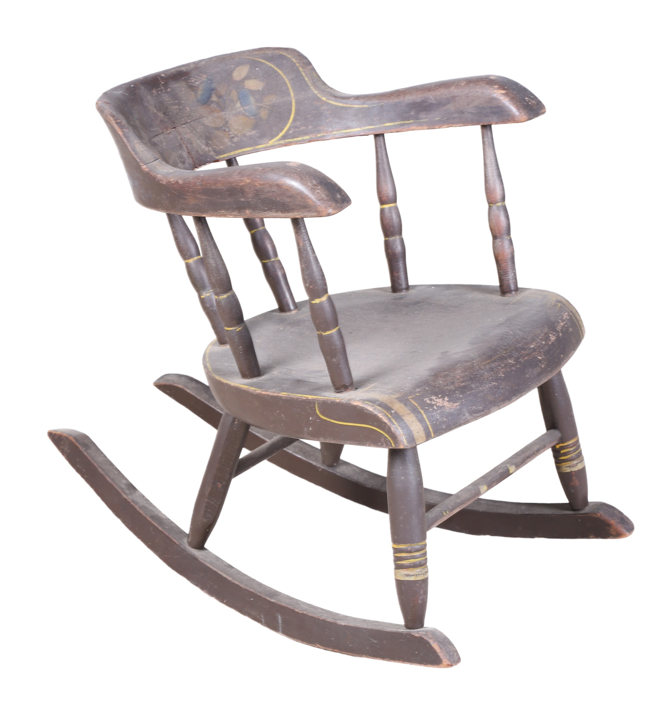 19th c Childs plank seat rocker,