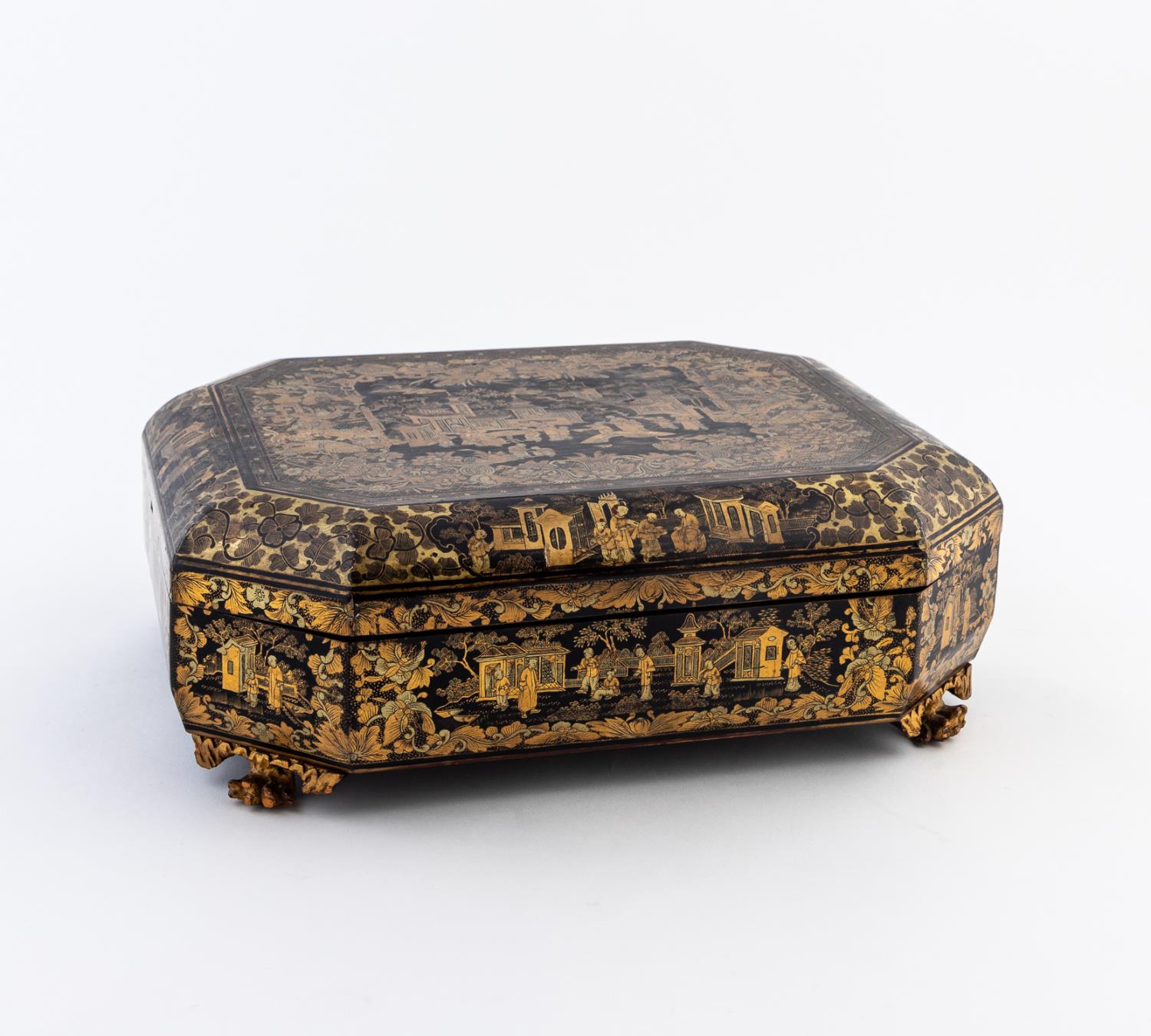 19TH C. CHINA TRADE BLACK GILT