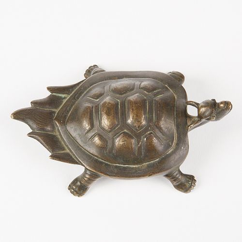 19TH C. CHINESE BRONZE TURTLE W/
