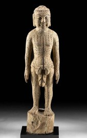 19TH C. CHINESE WOOD ACUPUNCTU