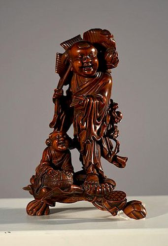 19TH C. CHINESE WOOD FIGUREFine