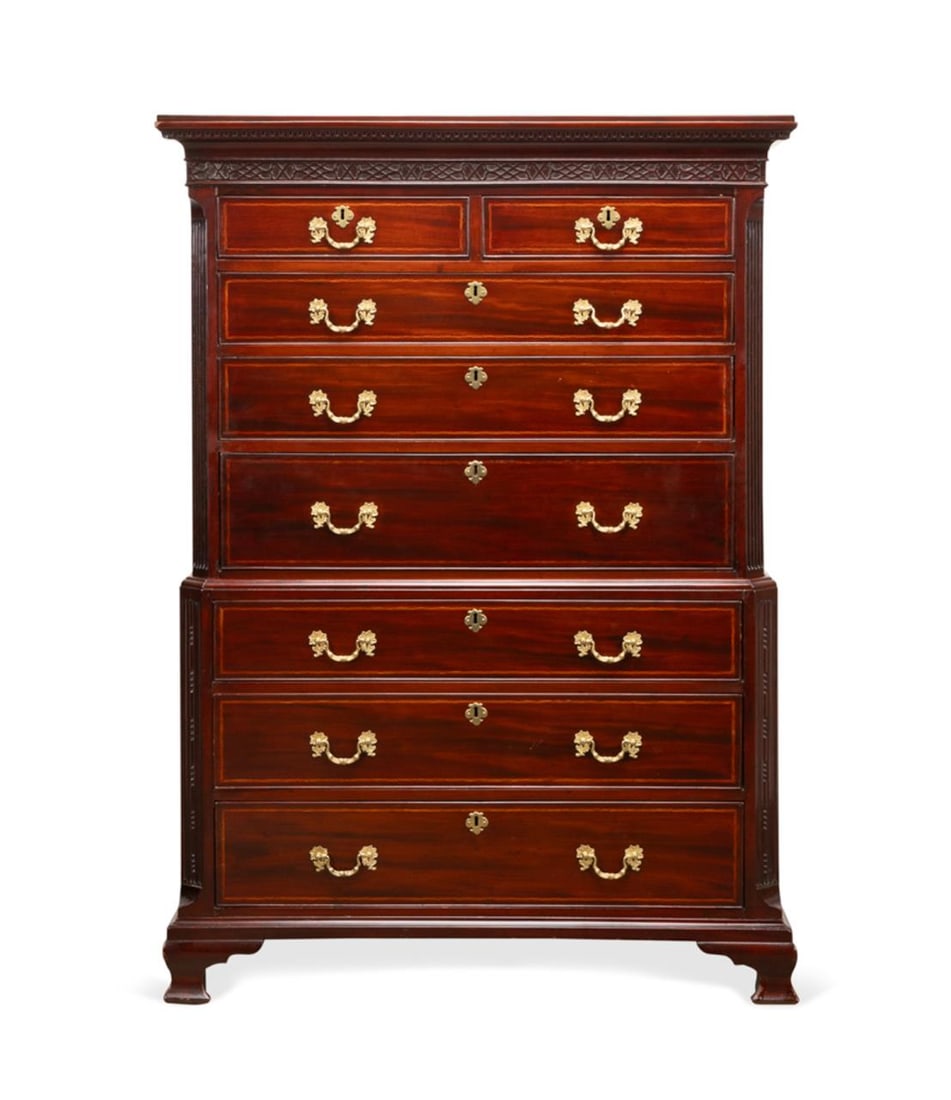 19TH C. CHIPPENDALE CHEST ON