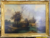 19TH C CONTINENTAL LARGE OIL P