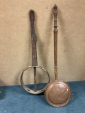 19th C. copper bed warmer, eng
