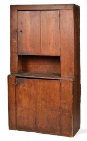 19TH C. COUNTRY SET-BACK CUPBO