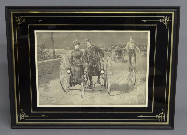 19th c. disbound bicycle print