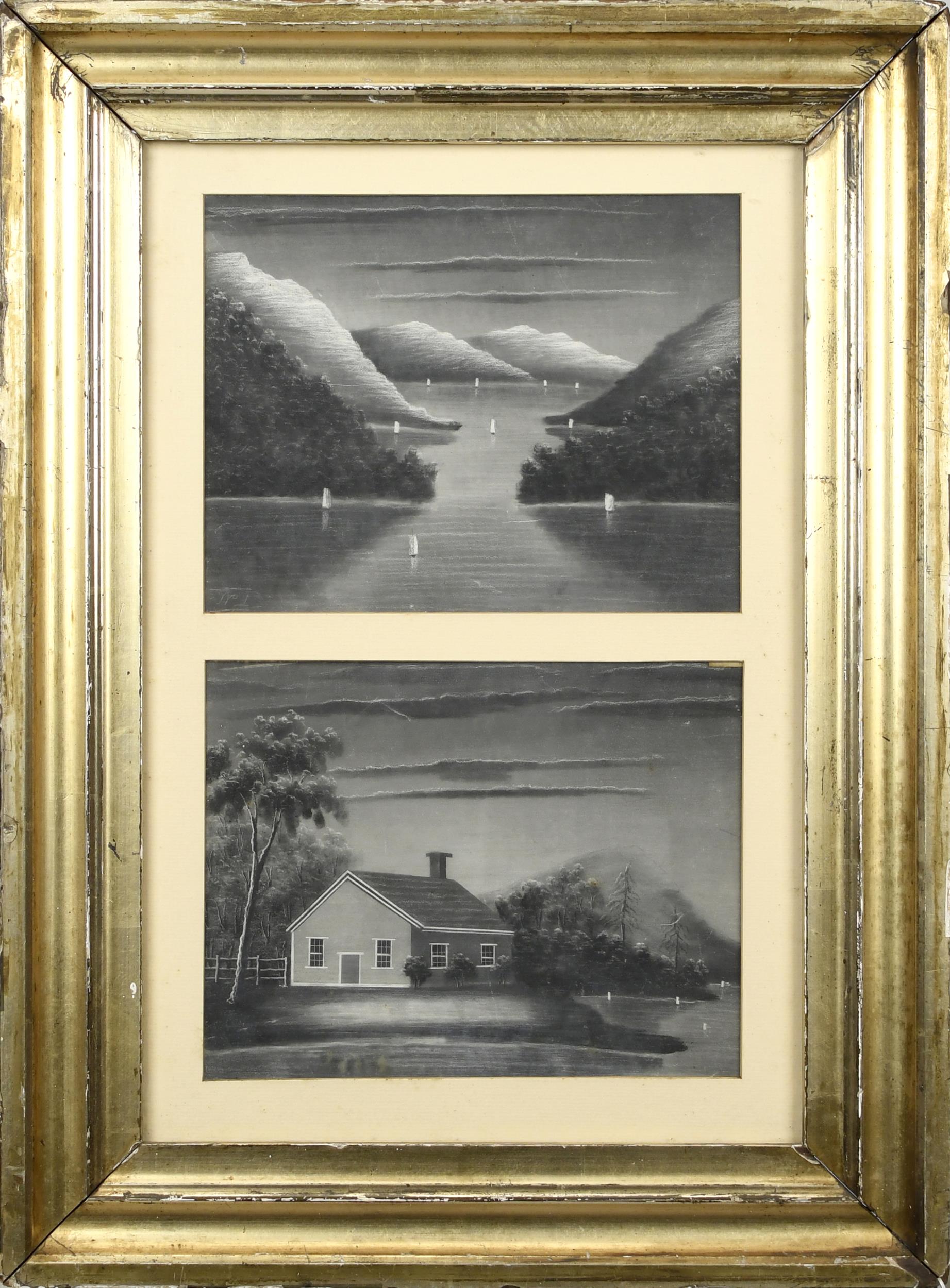 19TH C. DOUBLE SANDPAPER DRAWINGS