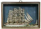 19TH C. DOUBLE SHIP DIORAMA La